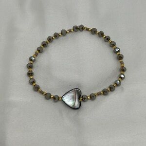 Gold and Silver Heart Beaded Bracelet